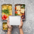 Small Aluminum Pans Take Out Containers (50 Pack) 50 Foil Oblong Pans and 50 Cardboard Lids - 1 Lb Tin Pans - Disposable Food Storage Containers for Cooking, Baking and Meal Prep