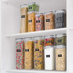 Freshware Kitchen Storage Containers with Lids, 48 PCS Airtight Food Storage Containers, Plastic Kitchen Containers, Pantry Containers for Cereal, Dry Food, Includes Labels, Marker & Measuring Spoons