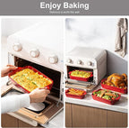 Dafuceramic Casserole Dishes for Oven, Baking Dishes, Ceramic Bakeware Sets of 4, Rectangular Baking Pan Set with Handles for Baking, Casserole, Kitchen, Wedding Gift (Red)