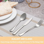 60 Piece Silverware Set Service for 12,Premium Stainless Steel Flatware Set,Mirror Polished Cutlery Utensil Sets,Durable Home Kitchen Eating Tableware Sets,Include Fork Knife Spoon,Dishwasher Safe