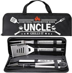 Uncle Gifts from Nephew, Gifts for Uncle Christmas, Grilling Accessories, Heavy Duty Stainless Steel Grill Set BBQ Grill Tools for Outdoor Grill with Aluminum Case, Camping Grill Utensils Set