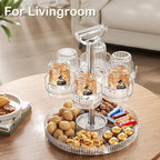 Rotating Coffee Bar Accessories Organizer, 2-Tier Lazy Susan Cup Holder for Stanley 40oz Tumbler with Handle, Countertop Drying Rack Station with Divided Tray for K-Cups, Snacks & Mugs