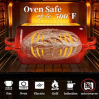 FUNKYLEE Enameled Cast Iron Bread Pan with Lid, 2-in-1 Loaf Pan for Baking Bread 8.5x4.5, Professional Sourdough Bread Pan for Homemade Bread, Set of 2, Red