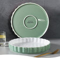 Quiche Baking Dish,Ceramic Pie Pan 11 Inch Reusable,Pizza Pan，Non-Stick Round Tart Pan with Ruffled Edge Microwave Dishwasher and Oven Safe (GREEN)