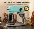 All-Metal Stand Mixer 5.3-Quart - Professional Kitchen Electric Food Mixer with Stainless Steel Mixing Bowl & Attachments for Baking, Dough & Cake, 8-Speed Control & Timer (Blue)