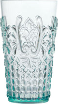 KLIFA- BLOIS- 20.5 ounce, Set of 6, Acrylic Highball Drinking Glasses, BPA-Free, Stackable Plastic Drinkware, Dishwasher Safe, Vintage Looking Cups, Light Teal