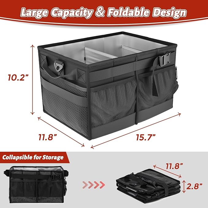 Lorbro Grill Caddy, BBQ Caddy with Paper Towel Holder, Utensil Caddy with Condiment Pocket, Collapsible Picnic Basket Camping Gear Must Haves for Outdoor, Gift, Grilling Tool, Barbecue, RV, Black