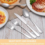 60 Piece Silverware Set Service for 12,Premium Stainless Steel Flatware Set,Mirror Polished Cutlery Utensil Sets,Durable Home Kitchen Eating Tableware Sets,Include Fork Knife Spoon,Dishwasher Safe