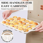 1 Pc Mini Muffin Pan with Metal Reinforced Frame, 24 Cups Nonstick Silicone Cupcake Tray for Baking, Food Grade Small Muffin Molds with Handles (Cream)