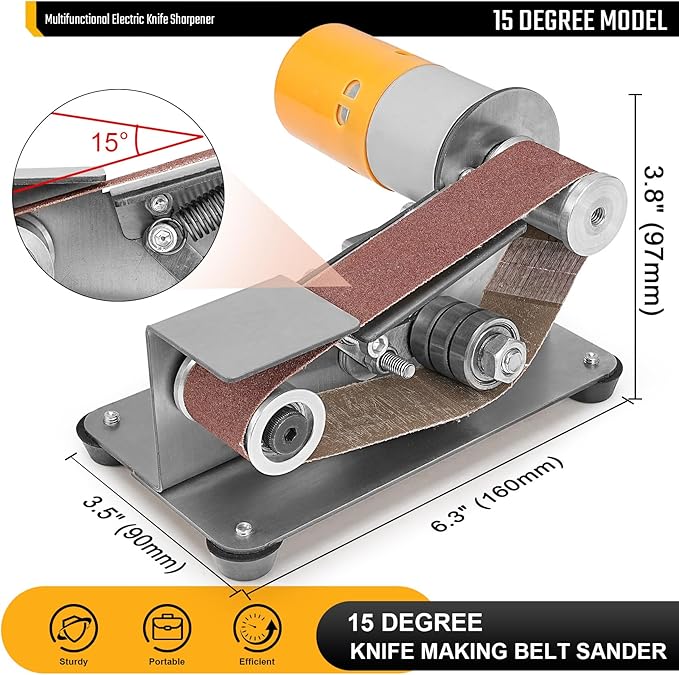 Multifunctional Electric Knife and Tool Sharpener, 7 Adjustable Speed Knife Making Belt Grinder Knife Sharpening System - For Hunting, Serrated & Kitchen Knives, Wood, Plastic, Crafts