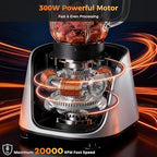 Sweetcrispy Food Processor Blender Combo for Vegetable, Dough, Electric Food Processors Slicing, 6 Cup Chopper for Meat, Puree, 2 Speeds, Sharp Blades, Safety Lock with 1.5L Glass Jar