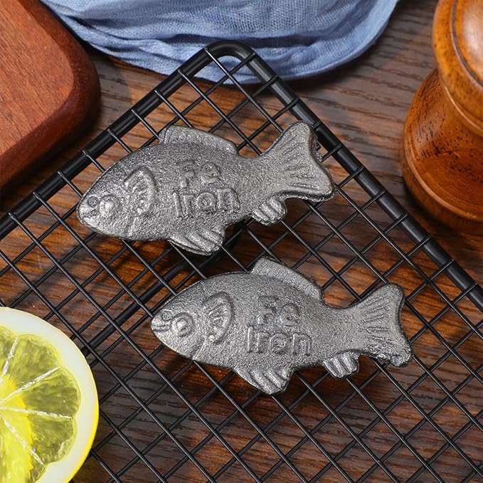 Iron Fish for Cooking (2 Pack), Natural Iron Supplement Tool for Water & Food, Safe Cooking Utensil Reusable for Vegans, Athletes, Pregnant Women & Kids Sliver