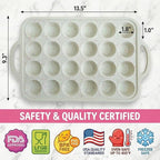 2-Pack - Silicone Mini Muffin Pan, – 24-Cup, Nonstick Silicone Muffin Pans for Baking with Metal-Reinforced Handles, – BPA-Free Muffin Tin Tray for Mini Cupcakes & Snacks – Dishwasher Safe, Cream