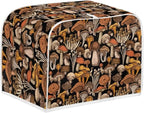JEOCODY Mushroom Print Toaster Cover for 2 Slice Wide Slot Bread Maker - Small Appliance Dust Protection With Handle for Kitchen, Washable