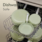 CAROTE Pots and Pans Set Non stick, 15pcs Ceramic Cookware Set Nonstick Non Toxic Cookware,Dishwasher,RV/Camping Cookware Set,Green