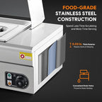 WILPREP 4-Pan Commercial Food Warmer with Sneeze Guard, Four 1/2 Pans, 1500W Countertop Electric Warmer, 86-185°F Adjustable Temp Control, Stainless Steel Buffet Bain Marie
