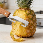 2 Pack 2 in 1 Multi Functional Vegetable Peeler with Bottle Opener and Wooden Handle Stainless Steel Blade Kitchen Tool for Sugar Cane Potato Fruit Pineapple Pumpkin Papaya Carrot Veggie Peeler