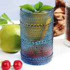 Hobnail-Drinking Glasses 13oz Vintage Glassware Sets Cocktail Juice Glasses Set of 6, Sapphire