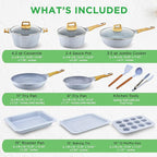NutriChef 22‑Piece Non‑Stick Ceramic Pots and Pans Set – For All Cooktops Including Induction – PTFE & PFAS Free, Includes Bakeware & Utensils