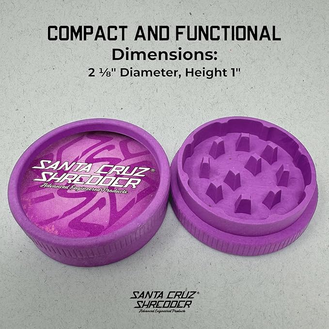 Santa Cruz Shredder Grinder for Herbs Knurled Top for Stronger Grip 2-Piece Medium 2.2 (Purple)