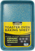 casaWare 9.75 x 6.62 x 0.75-Inch (Exterior) Toaster Oven Ultimate Series Commercial Weight Ceramic Non-Stick Coating Baking Pan (Blue Granite)