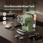 SUMSATY Espresso Machine 20 Bar Espresso Maker with Milk Frother Steam Wand, Professional Expresso Machine for Home Cappuccino & Latte Maker, Retro Coffee Maker with 61oz Water Tank, Matcha Green