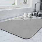 Ecotrim - Dish Drying Mat for Kitchen Counter | Coffee Bar Mat for Countertops | Heat Resistant Drainer Mat with Non-slip Rubber Backed | Hide Stain Kitchen Absorbent Draining Mat | Grey 16"x18"