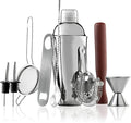 FineDine 10-Piece Cocktail Shaker Set with Travel Bag - Stainless Steel Shaker Set Bartender Kit - Mixology Bartender Kit - Strainer, Muddler, Jigger, Bar Spoon, Bottle Opener, Pour Spouts - Bar Set