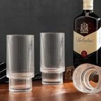 Qipecedm 6 Pack Ribbed Drinking Glasses, 16 oz Vintage Glass Cups, Highball Glasses, Premium Iced Coffee Glasses, Clear Glass Tumbler, Cocktail Glasses, Elegant Glassware for Water Juice Whiskey Beer