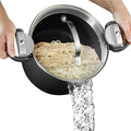 GOTHAM STEEL 5 Qt Nonstick Pasta Pot with Strainer Lid & Twist and Lock Handles, Ceramic Stock Pot with Tempered Glass Lid, Metal Utensil Safe, for Spaghetti Soup & Noodles, Dishwasher Safe, Black