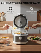 TOSHIBA Induction Heating Rice Cooker - Low Carb, Low Sugar, Digital Steamer, 5.5 Cups (Uncooked), 8 Cooking Functions, 24H Timer & Auto Keep Warm, Silvery white