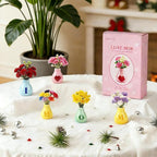 Renmxj 5 Pcs Mini Fridge Magnets, Cute Mini Ceramic Vase with Artificial Flowers, Tiny Pots Plant Vase for Kitchen Refrigerator Office Locker Decor, for Mom