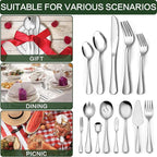 68 Pieces Silverware Set with Serving Utensils Set, CEKEE Stainless Steel Flatware Set for 12, Heavy Duty Cutlery Set, Kitchen Utensil Sets for Home Restaurant, Mirror Finish, Dishwasher Safe