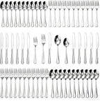 HIKAA 60-Piece Silverware Set for 12, 18/10 stainless Steel Flatware Set, Mirror Polished Cutlery Set, Dishwasher Safe Utensils for Home, Restaurant, Wedding Gift