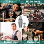 Umigy Cocktail Shaker Set Martini Shaker Bulk Stainless Steel Martini Mixer with Strainer and Double Measuring Jigger for Bar Party Home Use Wine Bar(18 Oz/ 550 ml,2 Packs)