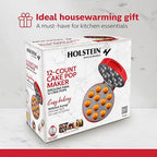 Holstein Housewares 12-Count Cake Pop Maker with Non-Stick Plates & Indicator Lights – Bakes 12 Sweet or Savory Pops Fast, Perfect for Birthday Treats & Holiday Party Snacks, Red