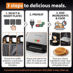 KEINVE 3 in 1 Sandwich Maker & Waffle Maker, Removable Non-Stick Plates, Panini Press, Grilled Cheese Maker, Cool-Touch Handle, LED Light, Easy Clean, 750W, for Home Kitchen Breakfast