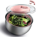 COOK WITH COLOR Stainless Steel Salad Spinner - 5 Qt. Lettuce Washer And Vegetable Spinner Dryer for Easy Salad Prep - Non Slip Base with Pull Handle - Auto Stop Brake System, Stain and Odor Resistant
