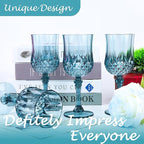 Plastic Wine Glasses, Plastic Goblets Vintage Style Cordial Unbreakable Drinking Glasses, Reusable Drinkware for Wedding Reception, Grand Event Party Supplies (24, Dusty Blue)