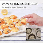 2 Pcs Mini Muffin Pans with Metal Reinforced Frame, 24 Cups Nonstick Silicone Cupcake Tray for Baking, Food Grade Small Muffin Molds with Handles (Cream)