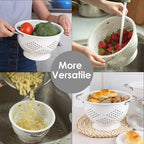 Rorence Powder Coated Steel Colanders: 3 Quart and 5 Quart Set of 2 - White