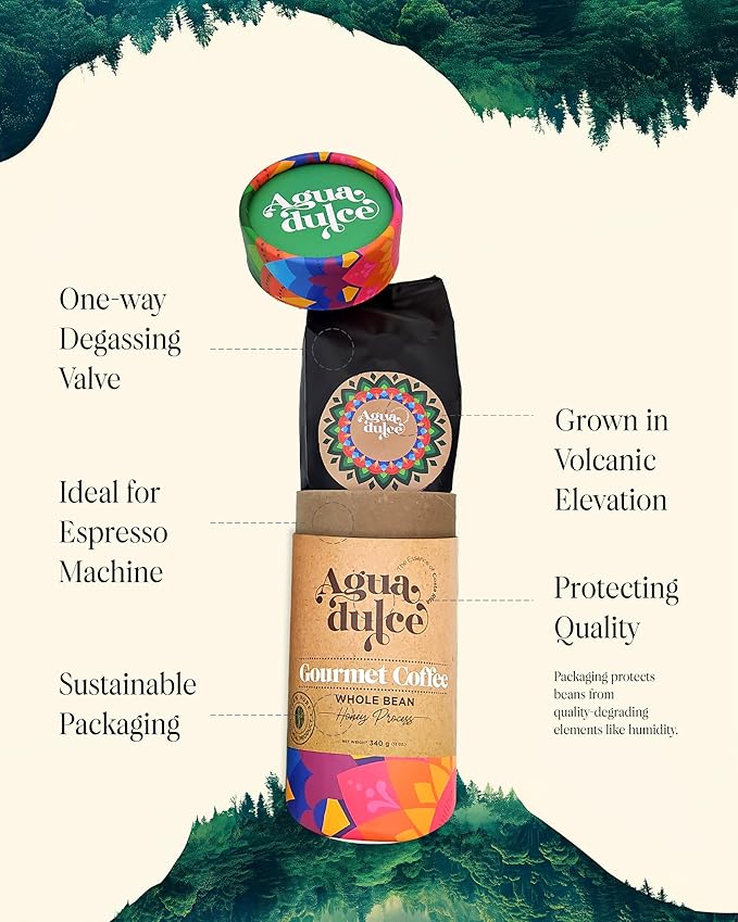 Honey-Process Whole Bean Coffee Medium Roast. Premium Costa Rican Specialty Gourmet Coffee — 100% Arabica Single Origin. Pack of 1 (12 oz)