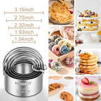 Round Cookie Cutters with Handle - Donut Hole Cookie Biscuit Cutter Set(5 Pieces/Set), Stainless Steel Circle Cutters Donut Cutter Mold Tool with Ring for Baking, Biscuits, Cakes, Sandwiches