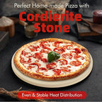 12.4" Round Pizza Stone, Heavy Duty Cordierite Pizza Pan for Grilling & Pizza Oven, High Temperature Resistant Baking Stone for Pizza, Bread, Meat and More