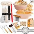 Sourdough Starter Kit, 24PCS Sourdough Bread Baking Supplies, 9"Round & 11"Oval Banneton Bread Proofing Basket, Bread Sling, Starter Jar, Whisk, Scrapers, Bread Lame, Bag, Sour Dough Making Tools Kit
