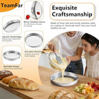 TeamFar 2 Pack Tart Pans, 9.5 Inch Stainless Steel Round Tart Pie Pan, Metal Quiche Baking Dish with Fluted Side for Baking Fruit Tarts, Quiches, Pies, Mousse Cakes, Heavy Duty & Dishwasher Safe