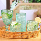 abrwyy Green Drinking Glasses Set of 4, Vintage Drinking Glasses, Green Glassware Drinking, Beverage Glasses Cup, Vintage Glassware Set for Water, Juice, Cocktail, Coffee