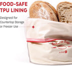 KNEADACE Bread Bags for Homemade Bread -Stylish Sourdough Bread Storage with Roll-Top Design, 100% Cotton & Food-Safe Lining, Eco-Friendly, Gift For Bakers & Home Bakers (2 Pack)