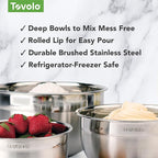 Tovolo Small Stainless Steel Mixing Bowl 1.5 Quart Metal Mixing Bowl with Rounded Lip for Easy Pour and Nesting Storage, Dishwasher Safe Quart Metal Bowl for Baking Mixing and Cooking Prep