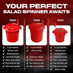 5 Gallon Chef Master Commercial Salad Spinner Dryer – Hand Powered Manual Lettuce Spinner and Fruit Washer Bowl w/ Strainer - Sealed Gearbox, Built In Brake System - Durable Spinner Mechanism - 90005